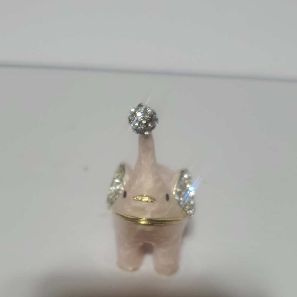 Pink Elephant Trinket Box With Gold And Silver Accents - Picture 6 of 7